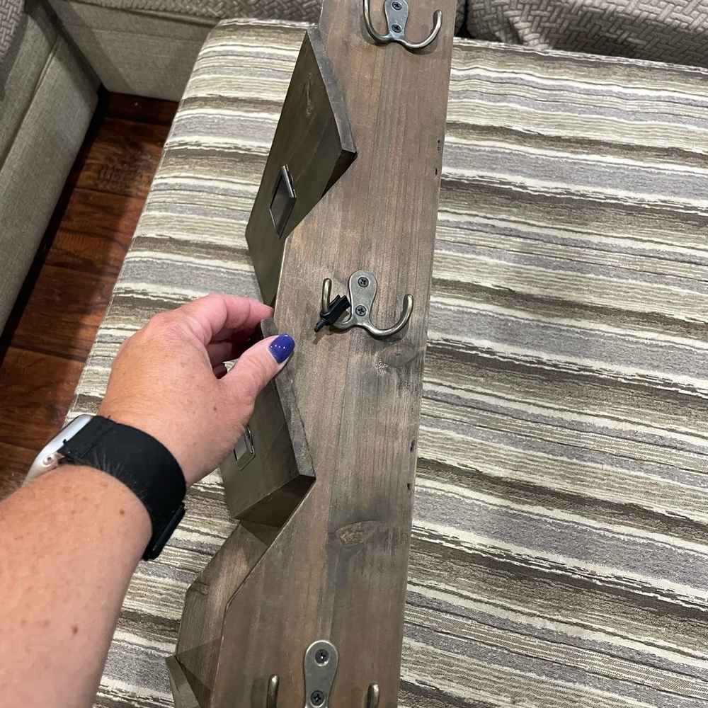 Rustic mail organizer with key hooks